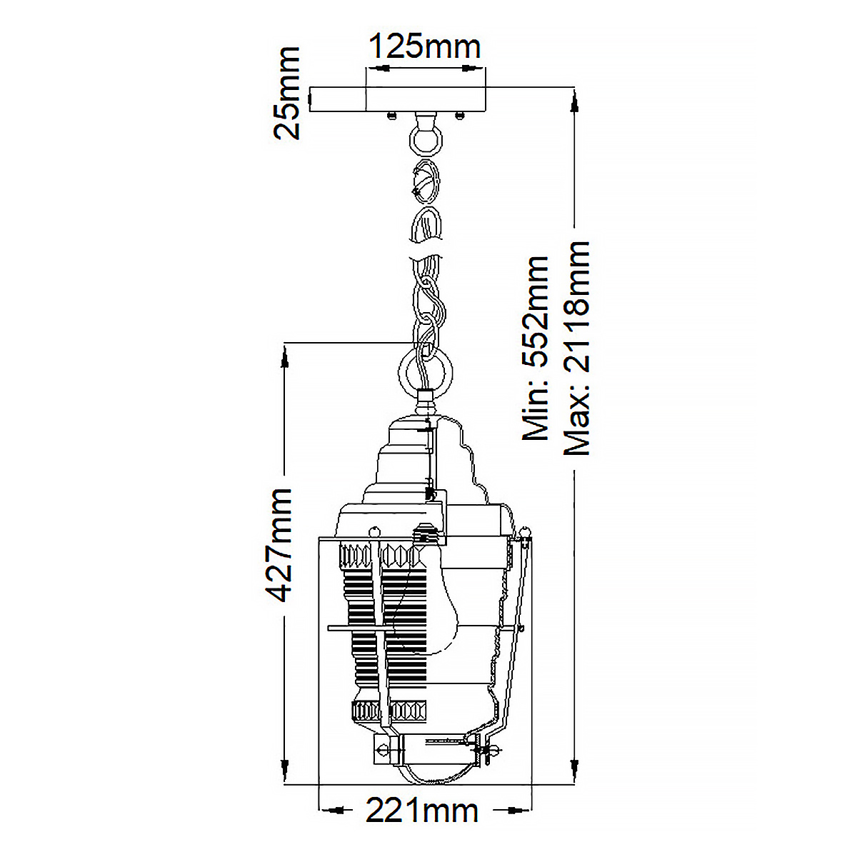 Chance Harbor 43cm Zinc De Elstead Lighting - Chance Harbor &auml;r en klassisk och robust takpendel med en design inspirerad av maritim stil.