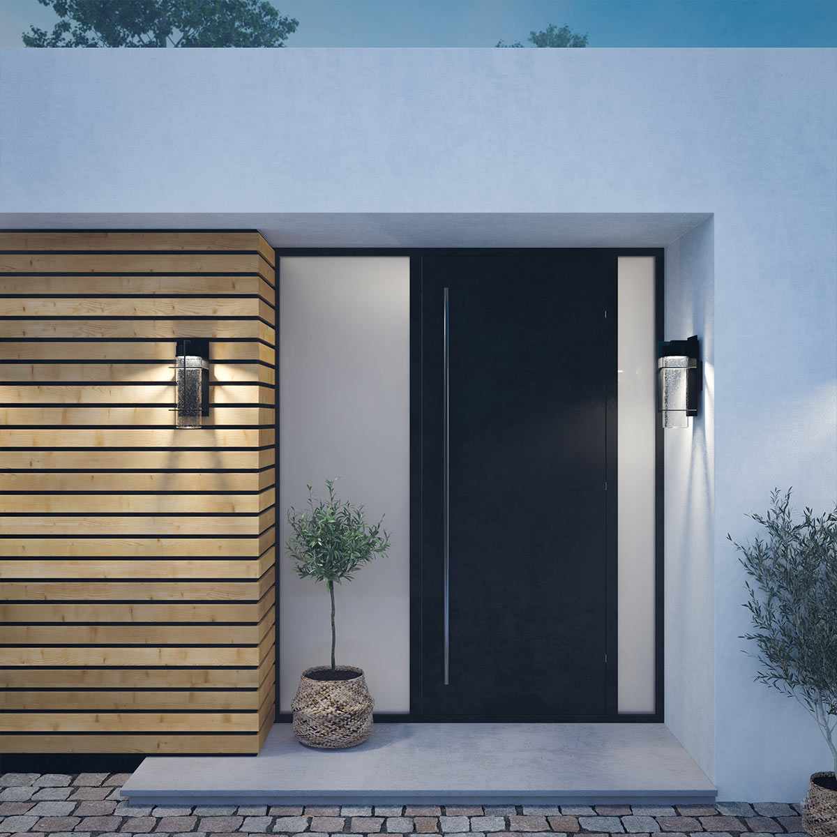 Eames 40cm Noir lampe d’extérieur De Elstead Lighting - Eames &auml;r en modern och stilren fasadlampa med en industriell touch.