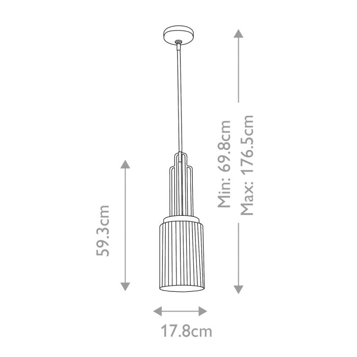 Kimrose Ø18 Laiton brossé suspension De Elstead Lighting - L'abat-jour cylindrique en verre est transparent et présente des rainures verticales, créant un effet d'éclairage unique et subtil.