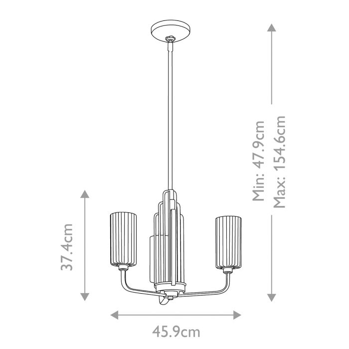 Kimrose Ø45 Nickel suspension De Elstead Lighting - Les abat-jour cylindriques en verre sont transparents et présentent des rainures verticales, créant un effet d'éclairage unique et subtil.
