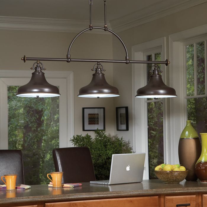 Emery 133cm Bronze suspension De Elstead Lighting - Emery est une suspension de style am&eacute;ricain classique qui apporte une touche de nostalgie et d'&eacute;l&eacute;gance &agrave; votre int&eacute;rieur.