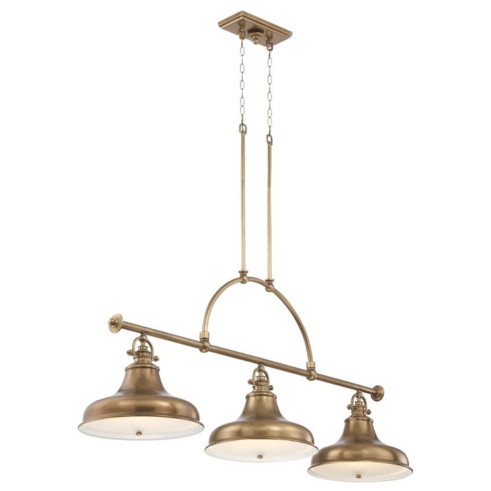 Emery 133cm Laiton suspension De Elstead Lighting - Emery est une suspension de style am&eacute;ricain classique qui apporte une touche de nostalgie et d'&eacute;l&eacute;gance &agrave; votre int&eacute;rieur.