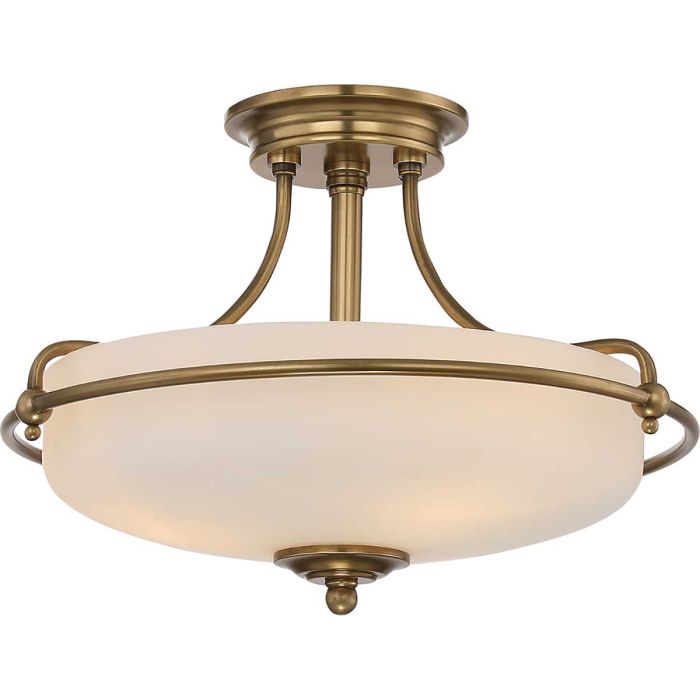 Griffin Ø42 Laiton plafonnier De Elstead Lighting - Den etsade sk&auml;rmen &auml;r vitm&aring;lad p&aring; insidan, vilket sprider ljuset j&auml;mnt och skapar en behaglig belysning i hemmet.