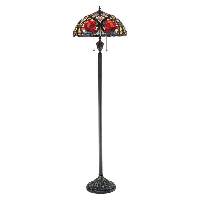 Larissa Multicolore De Elstead Lighting - Il est con&ccedil;u dans des tons de bijoux riches et des pastels doux et dispos&eacute; selon un motif Art Nouveau classique.