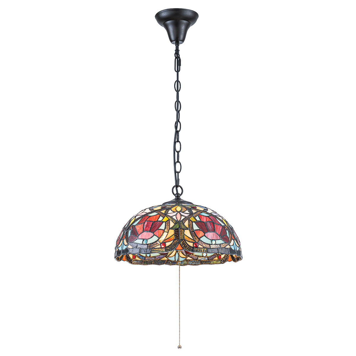 Larissa Ø38 Multicolore De Elstead Lighting - Larissa est une suspension d&eacute;corative de style Tiffany classique, fabriqu&eacute;e en acier avec une magnifique finition bronze vieilli.