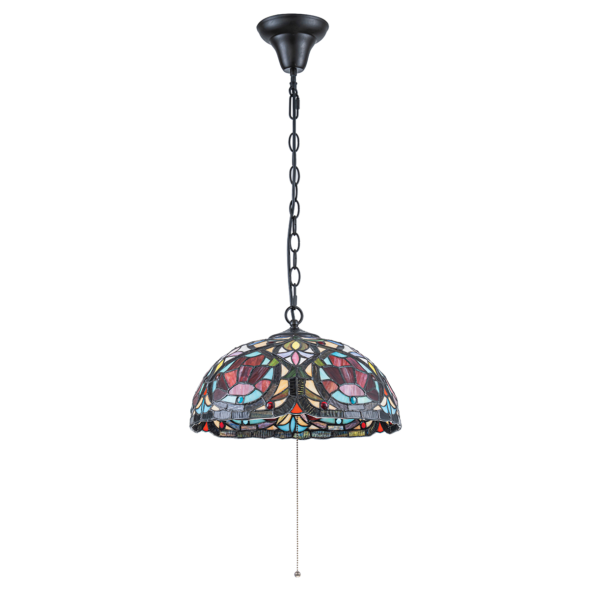 Larissa Ø38 Multicolore De Elstead Lighting - Larissa est une suspension d&eacute;corative de style Tiffany classique, fabriqu&eacute;e en acier avec une magnifique finition bronze vieilli.