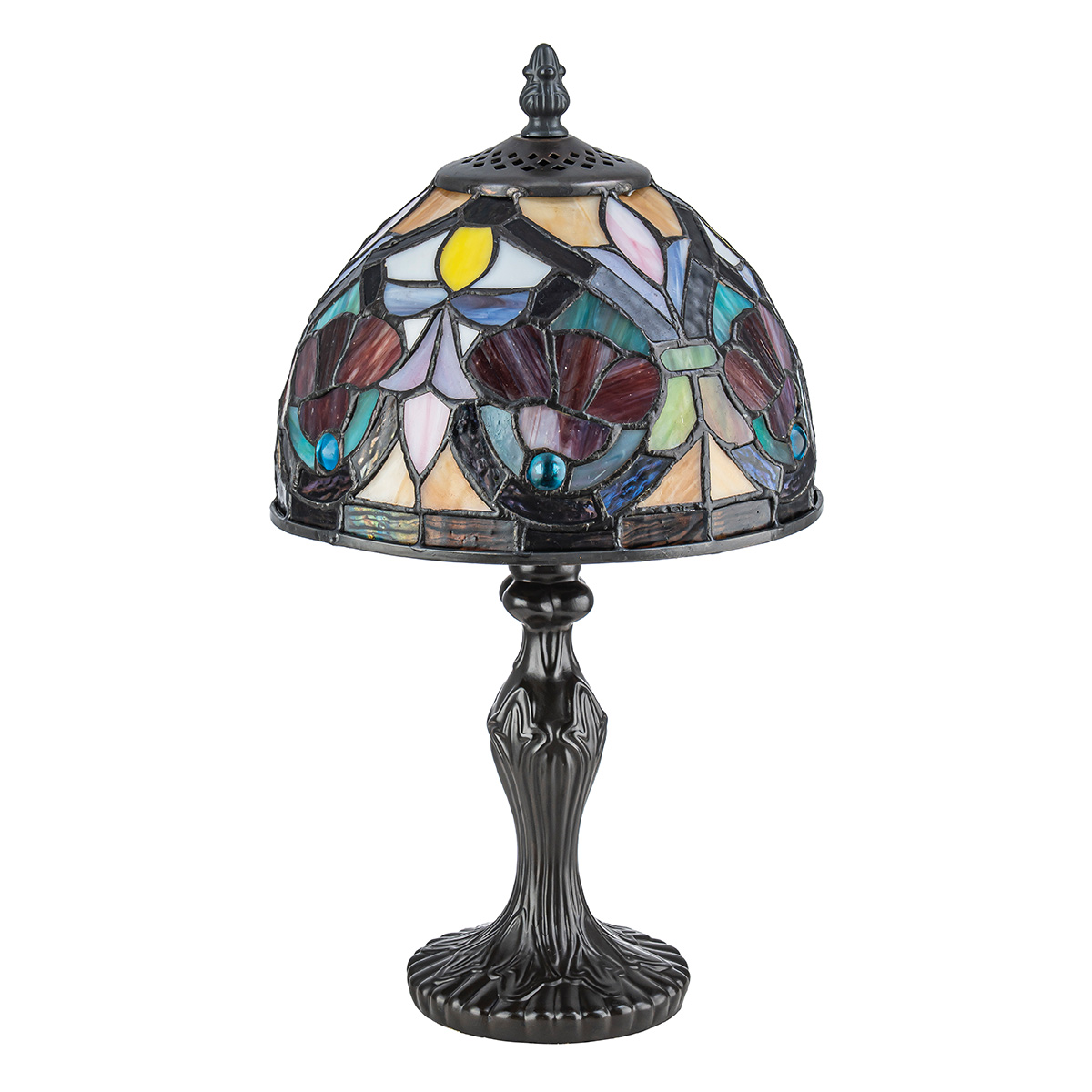 Larissa 37cm Multicolore De Elstead Lighting - Larissa est une lampe de table décorative de style Tiffany classique, fabriquée en acier avec une élégante finition bronze vieilli.