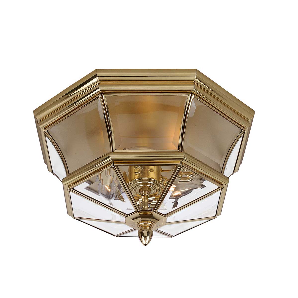Newbury Laiton poli De Elstead Lighting - Avec son verre transparent facetté et son laiton de haute qualité, il crée une atmosphère noble et accueillante.