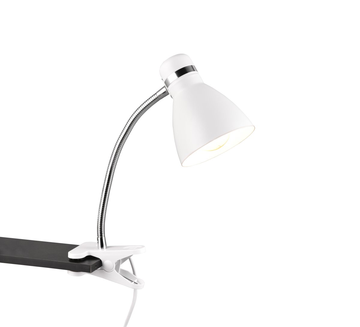 Harvey Blanc lampe à pince De Trio Lighting - La conception puriste de la lampe garantit également une direction de la lumière flexible et précise.