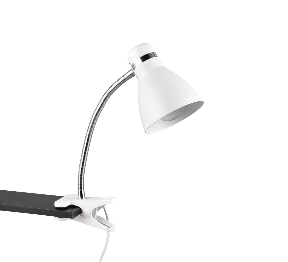 Harvey Blanc lampe à pince De Trio Lighting - La conception puriste de la lampe garantit également une direction de la lumière flexible et précise.