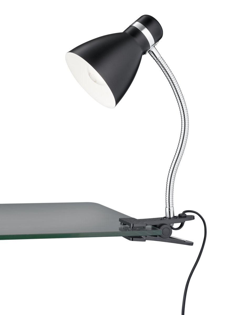 Harvey Noir lampe à pince De Trio Lighting - La conception puriste de la lampe garantit également une direction de la lumière flexible et précise.
