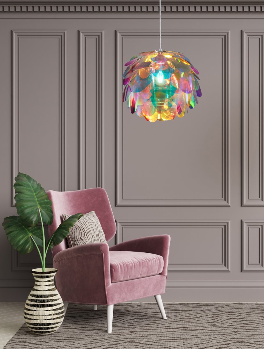Clover Ø40 Multicolore suspension De Trio Lighting - Avec un diam&egrave;tre de 40 cm et une longueur de pendule r&eacute;glable de 150 cm, vous trouverez facilement la position parfaite.