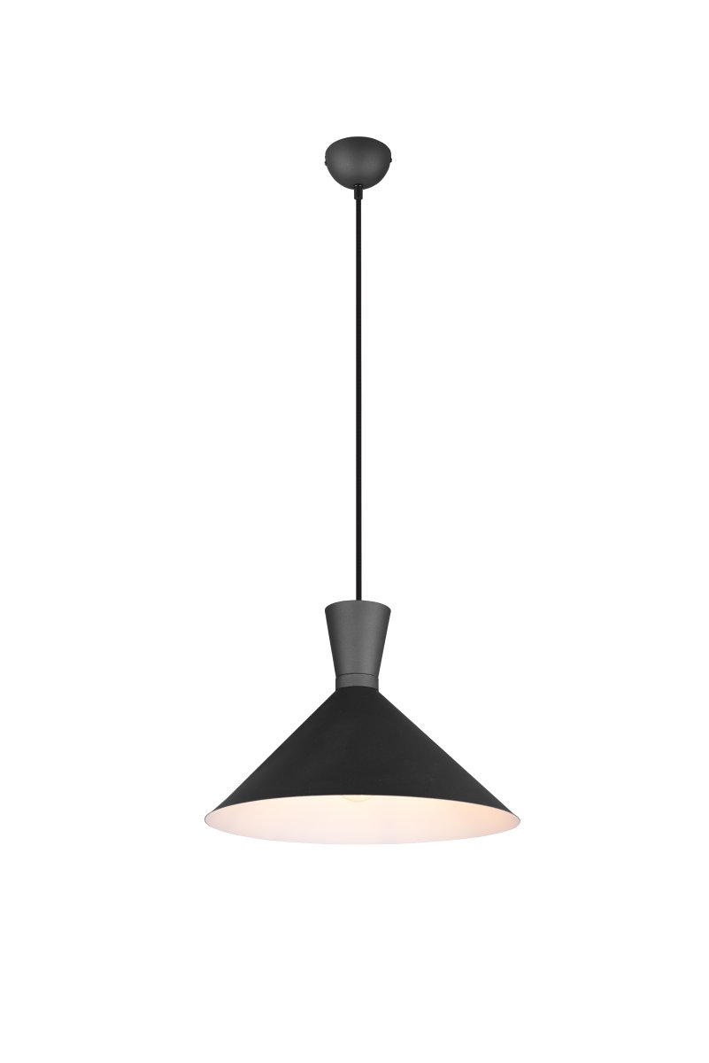 Enzo Ø35 Noir suspension De Trio Lighting - Sa forme ronde le rend idéal pour être suspendu au-dessus d'une table à manger ronde ou, en en suspendant plusieurs d'affilée, au-dessus d'une table à manger oblongue ou d'un comptoir de cuisine.