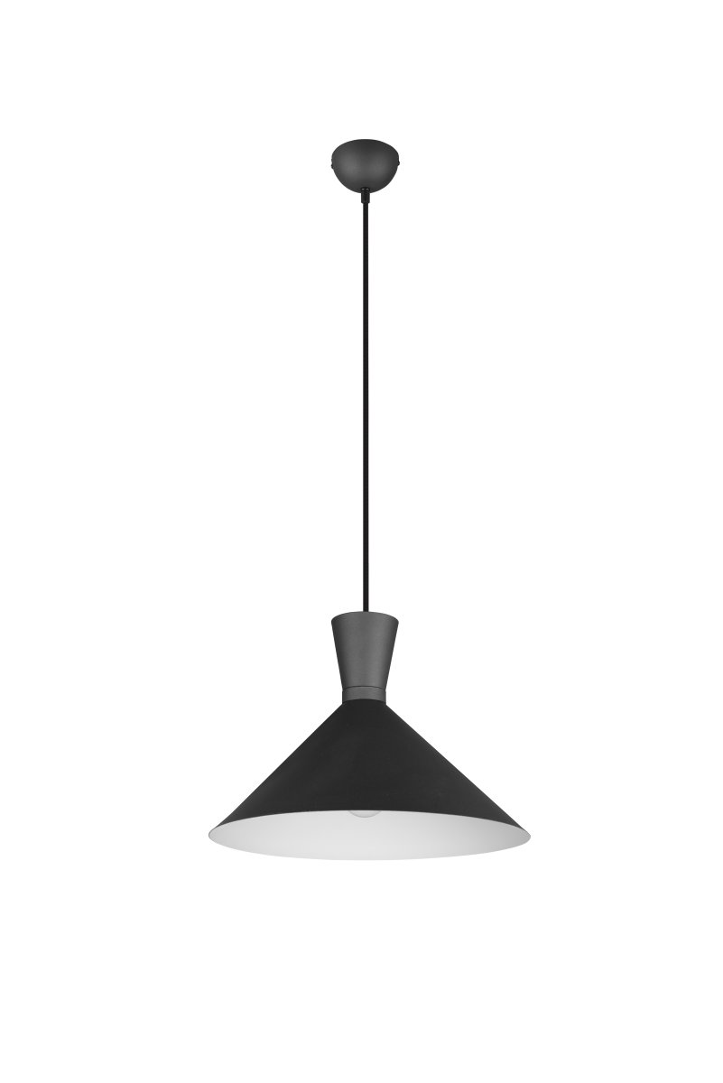 Enzo Ø35 Noir suspension De Trio Lighting - Sa forme ronde le rend idéal pour être suspendu au-dessus d'une table à manger ronde ou, en en suspendant plusieurs d'affilée, au-dessus d'une table à manger oblongue ou d'un comptoir de cuisine.