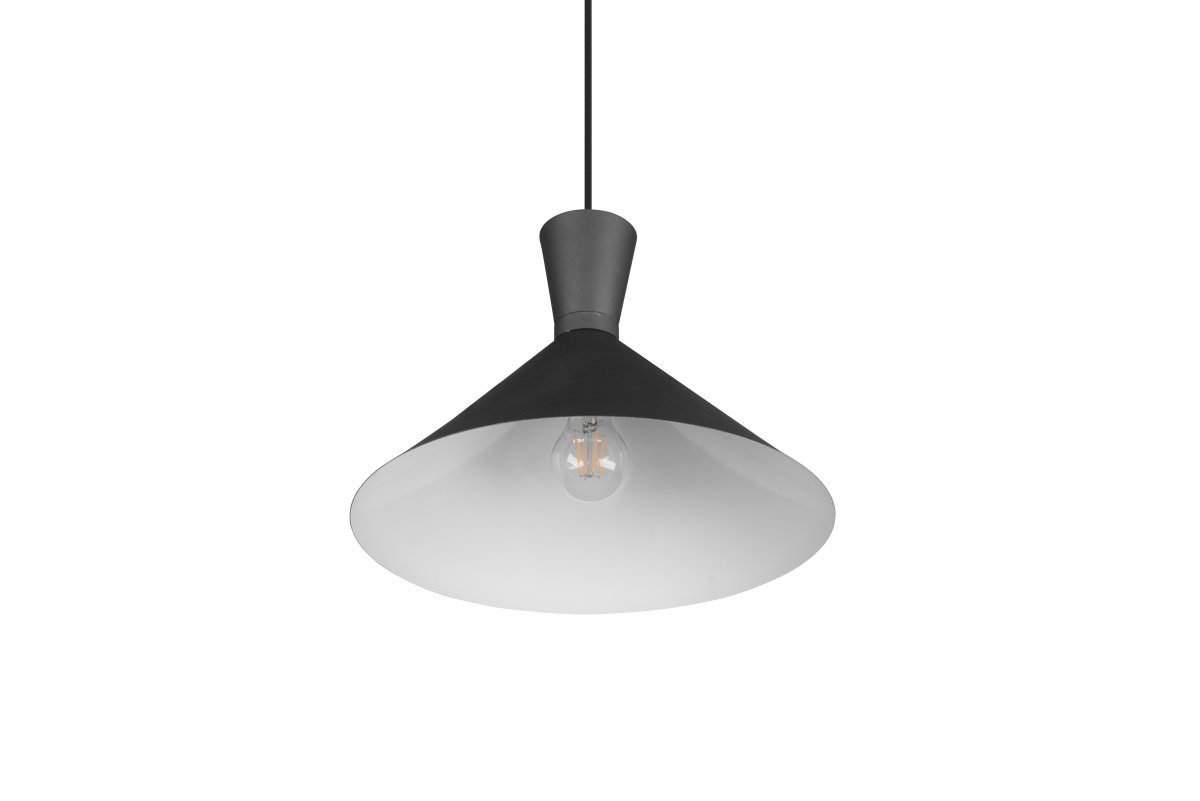 Enzo Ø35 Noir suspension De Trio Lighting - Sa forme ronde le rend idéal pour être suspendu au-dessus d'une table à manger ronde ou, en en suspendant plusieurs d'affilée, au-dessus d'une table à manger oblongue ou d'un comptoir de cuisine.