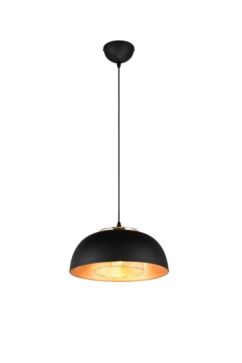 Punch Ø35 Noir suspension De Trio Lighting - La forme élégante de la lampe et la combinaison de couleurs noir mat et or lui confèrent une touche de sophistication.