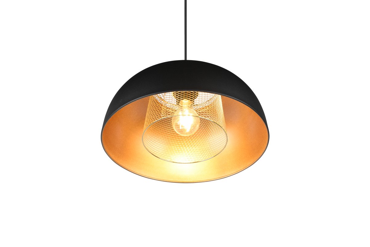 Punch Ø35 Noir suspension De Trio Lighting - La forme élégante de la lampe et la combinaison de couleurs noir mat et or lui confèrent une touche de sophistication.