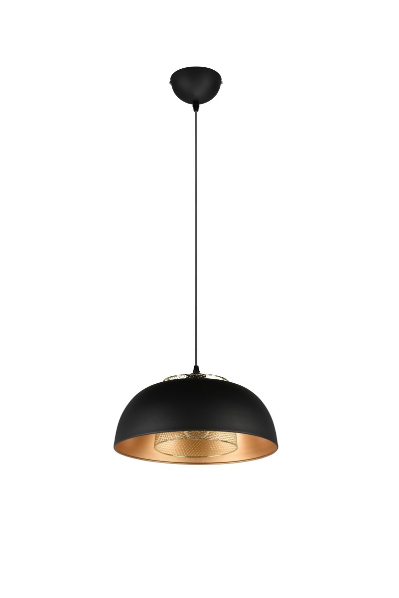 Punch Ø35 Noir suspension De Trio Lighting - La forme élégante de la lampe et la combinaison de couleurs noir mat et or lui confèrent une touche de sophistication.