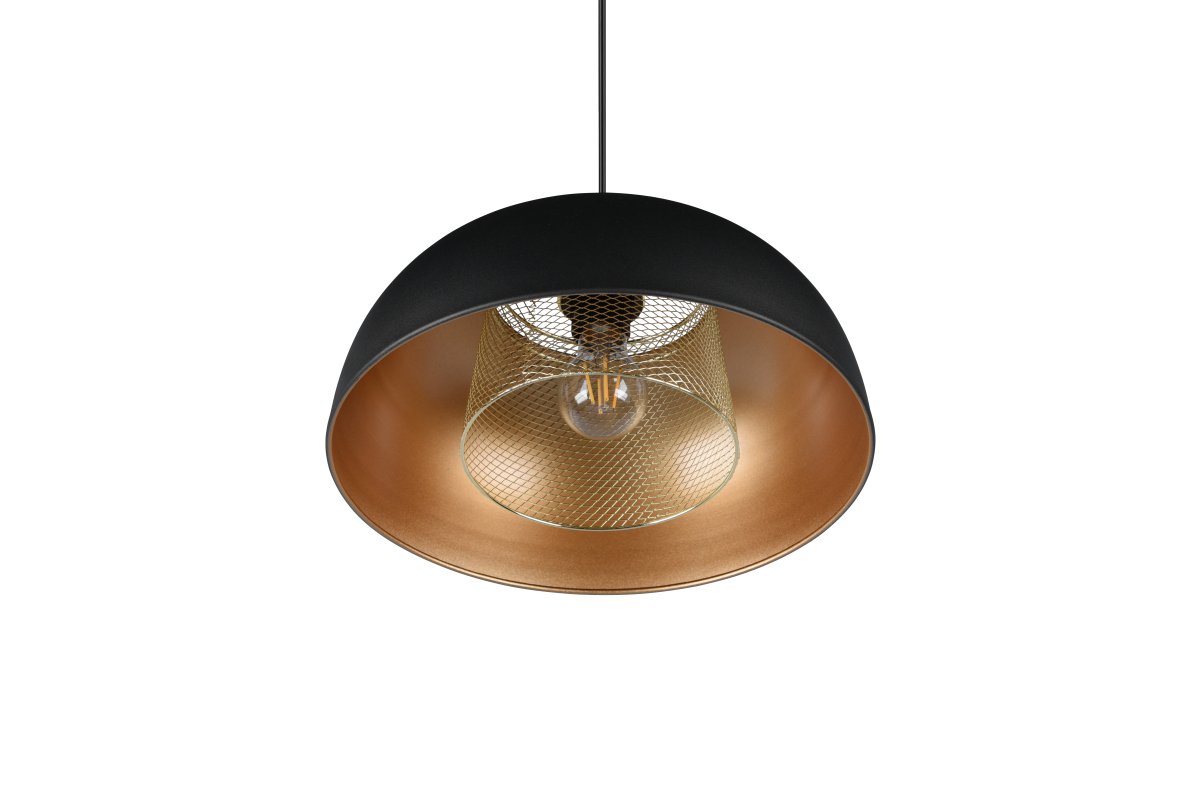 Punch Ø35 Noir suspension De Trio Lighting - La forme élégante de la lampe et la combinaison de couleurs noir mat et or lui confèrent une touche de sophistication.