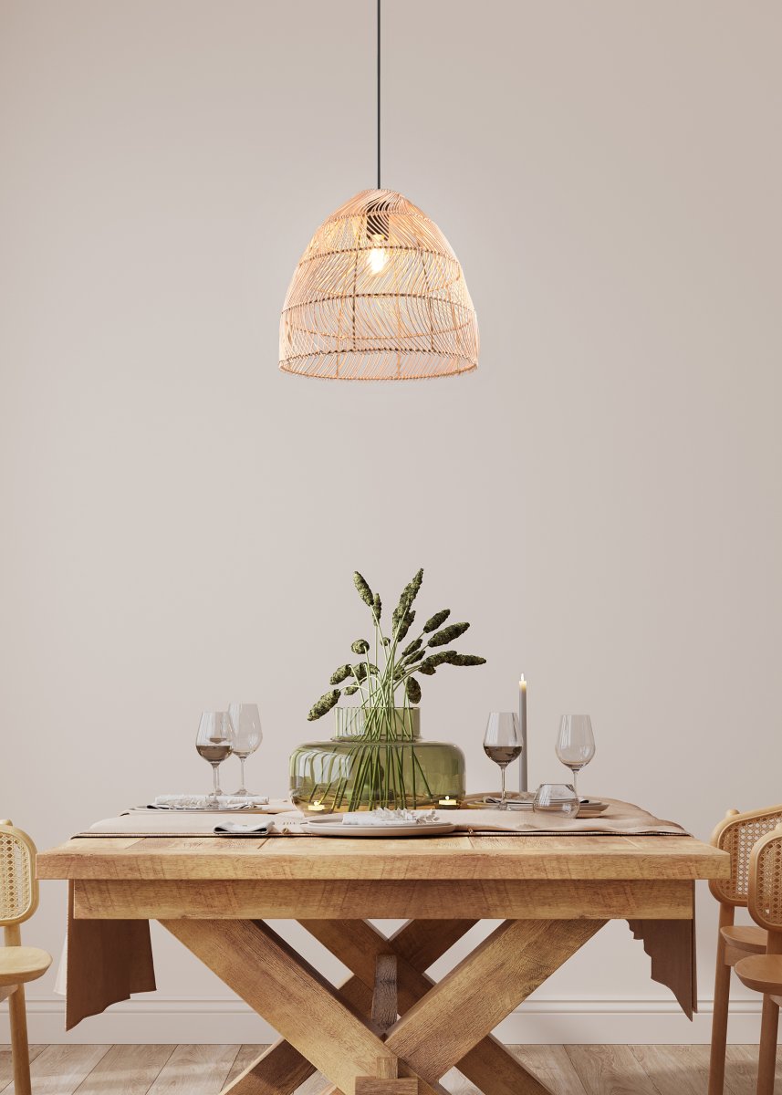 Rike Ø35 Nature suspension De Trio Lighting - L'abat-jour en rotin tendance crée une atmosphère accueillante et aérée tout en ajoutant des accents décoratifs et lumineux à votre maison.