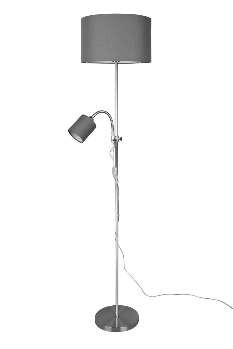 Owen Gris lampadaire De Trio Lighting - En plus de la source lumineuse principale, cette lampe est dot&eacute;e d'un bras de verrouillage flexible et r&eacute;glable en hauteur qui vous permet de diriger la lumi&egrave;re exactement l&agrave; o&ugrave; vous en avez besoin.