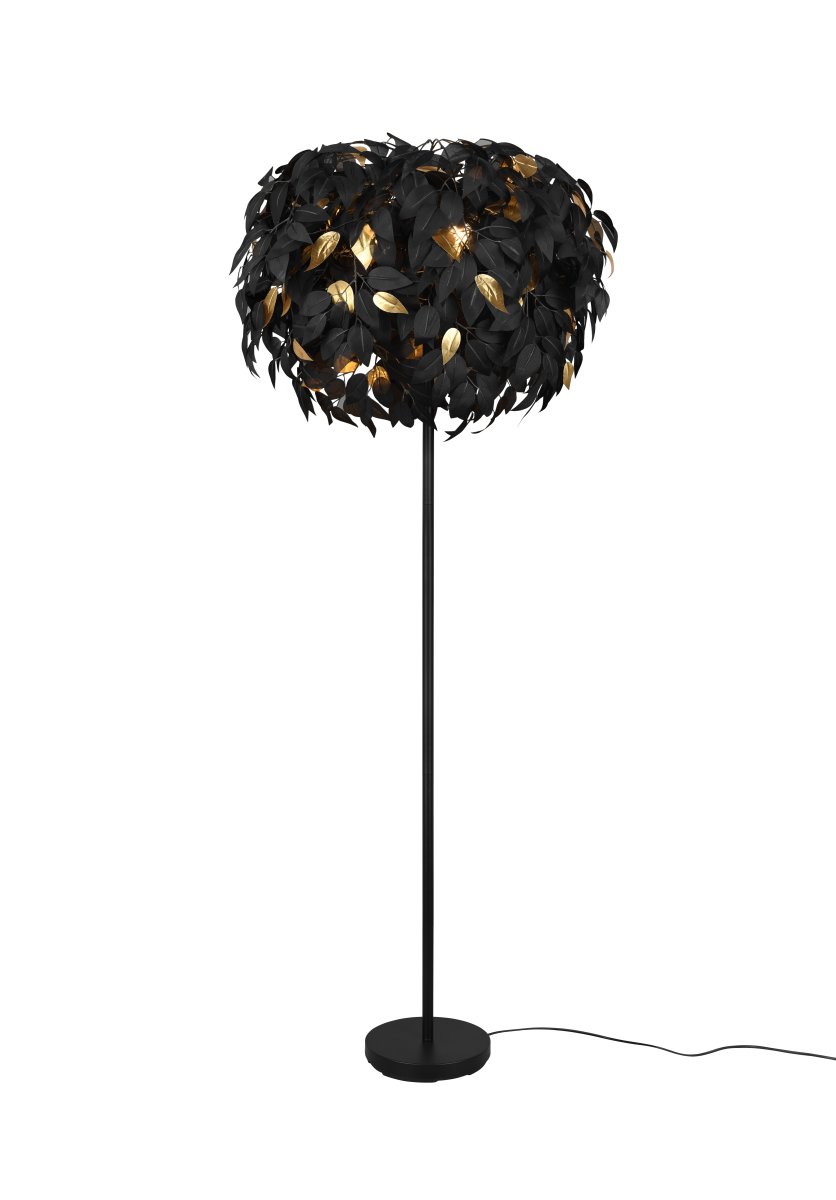 Leavy Noir lampadaire De Trio Lighting - Le lampadaire Leavy est un élément unique et impressionnant dans votre maison avec ses feuilles décoratives en plastique qui lui confèrent un style distinctif et enchanteur.