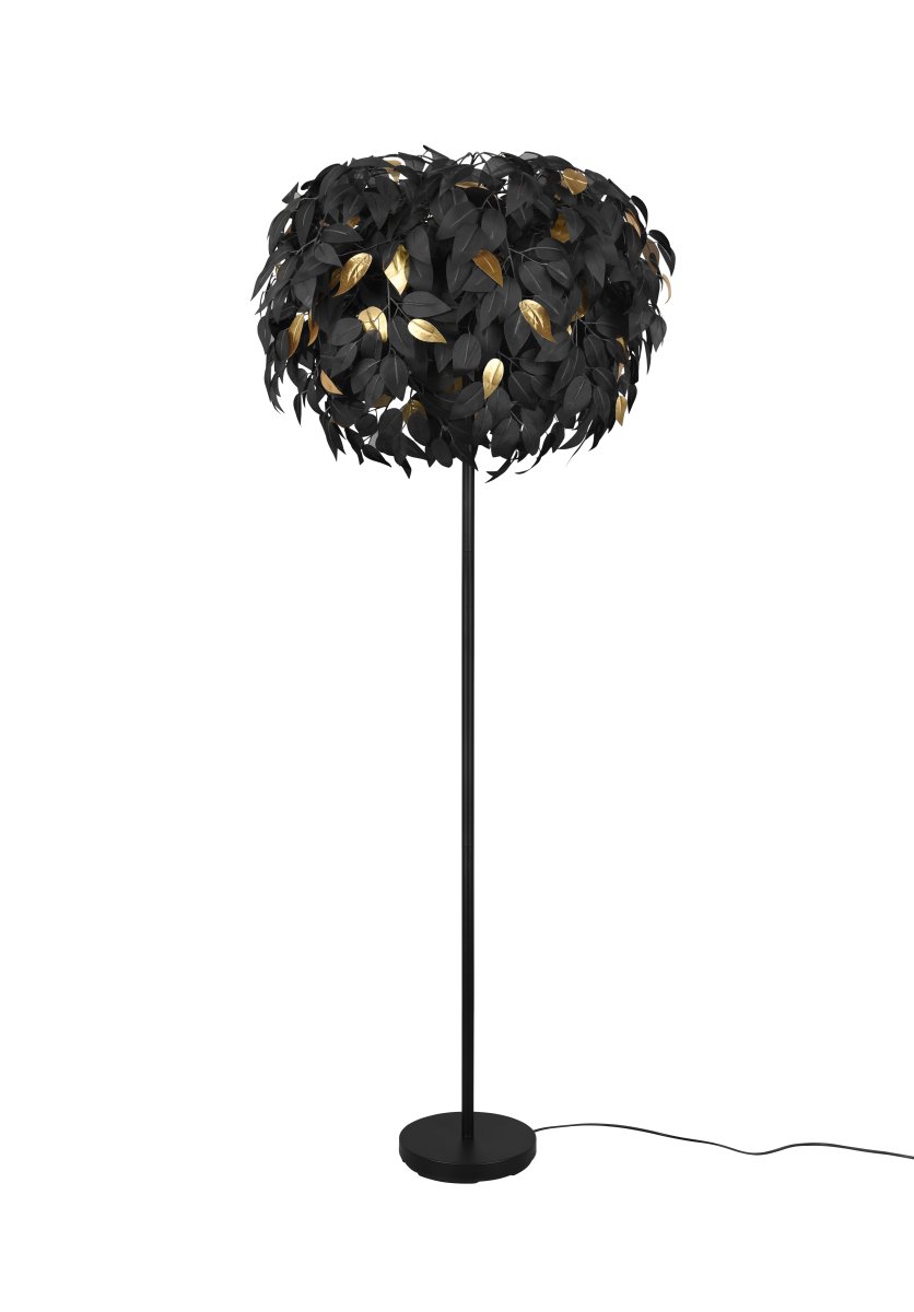 Leavy Noir lampadaire De Trio Lighting - Le lampadaire Leavy est un élément unique et impressionnant dans votre maison avec ses feuilles décoratives en plastique qui lui confèrent un style distinctif et enchanteur.