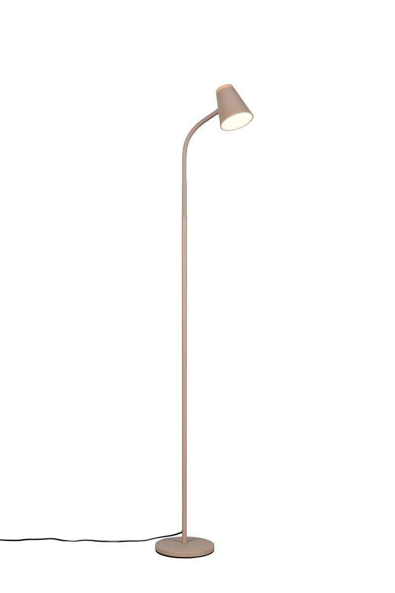 Pongo Beige lampadaire De Trio Lighting - Pongo est &eacute;quip&eacute; d'une LED int&eacute;gr&eacute;e qui diffuse une lumi&egrave;re blanche chaude et vive, id&eacute;ale comme lampe de travail ou de lecture.
