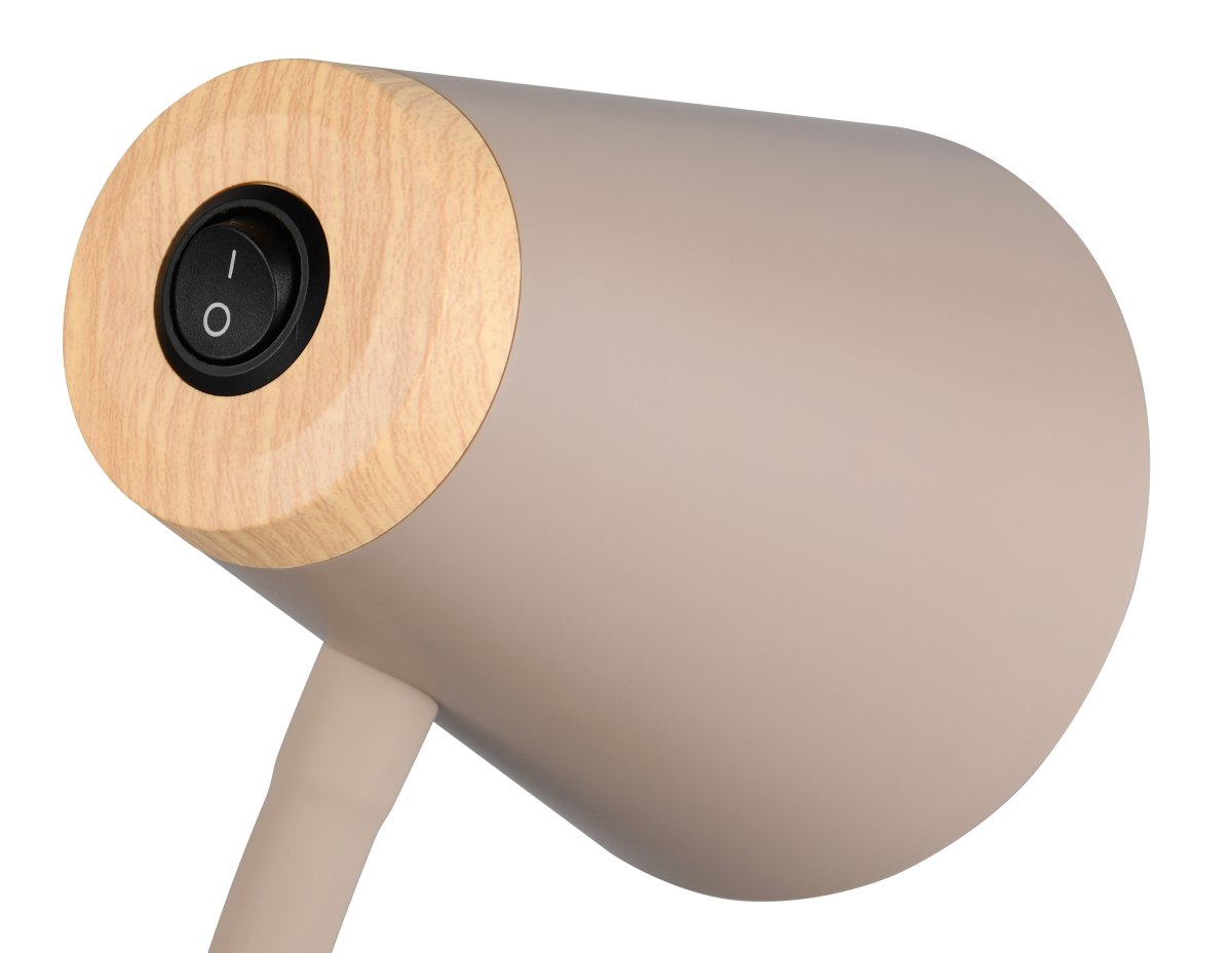 Pongo Beige lampadaire De Trio Lighting - Pongo est &eacute;quip&eacute; d'une LED int&eacute;gr&eacute;e qui diffuse une lumi&egrave;re blanche chaude et vive, id&eacute;ale comme lampe de travail ou de lecture.