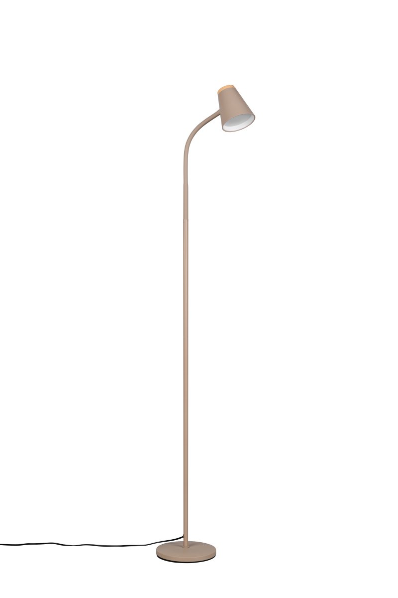 Pongo Beige lampadaire De Trio Lighting - Pongo est &eacute;quip&eacute; d'une LED int&eacute;gr&eacute;e qui diffuse une lumi&egrave;re blanche chaude et vive, id&eacute;ale comme lampe de travail ou de lecture.