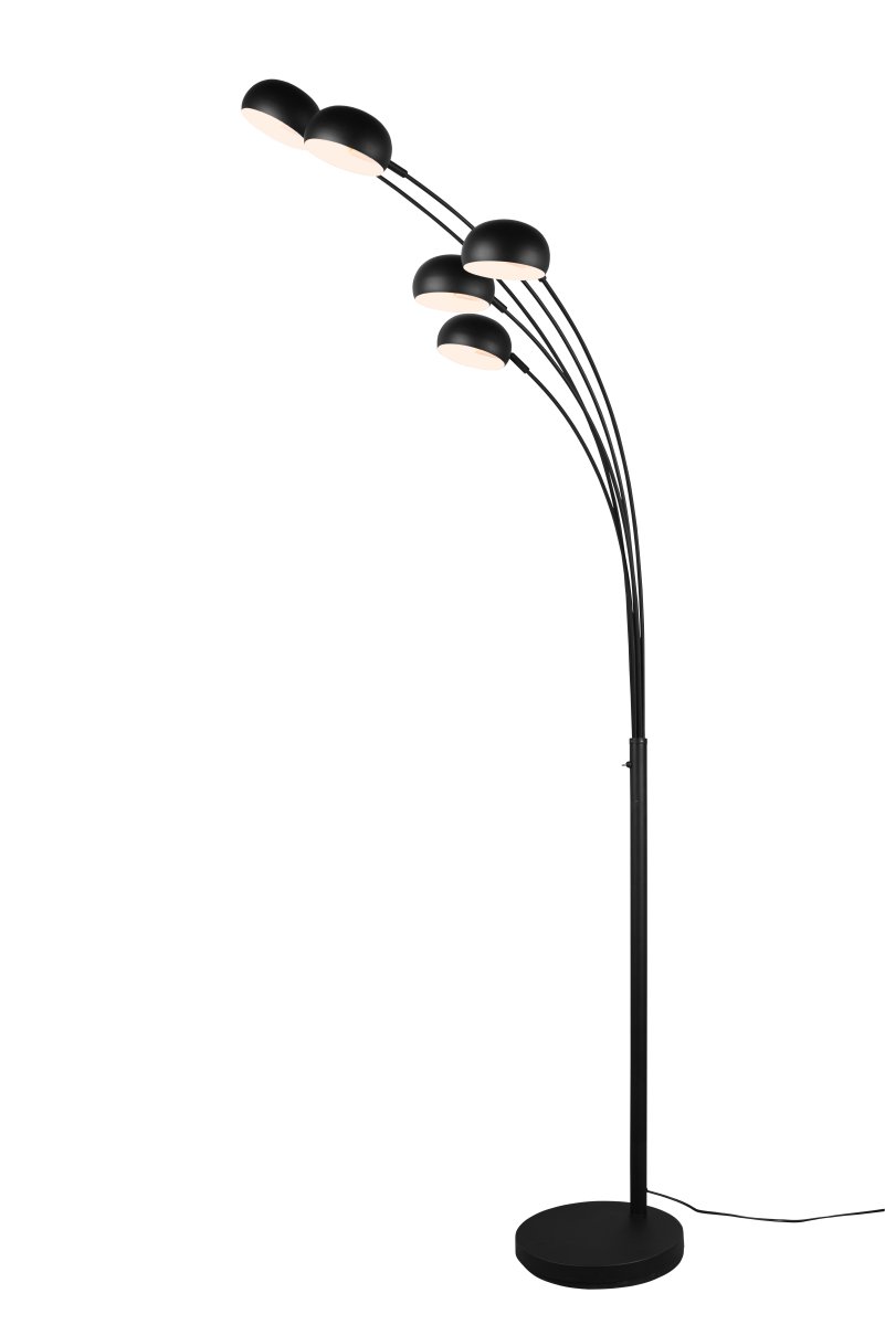 Dito Noir lampadaire De Trio Lighting - Avec son design unique &agrave; cinq doigts, le lampadaire Dito est un accroche-regard sophistiqu&eacute; qui fonctionne &agrave; la fois comme une source de lumi&egrave;re &eacute;l&eacute;gante et comme un &eacute;l&eacute;ment d&eacute;coratif dans la pi&egrave;ce.