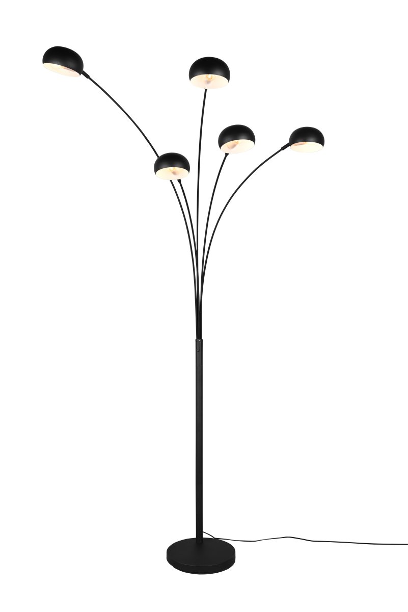 Dito Noir lampadaire De Trio Lighting - Avec son design unique &agrave; cinq doigts, le lampadaire Dito est un accroche-regard sophistiqu&eacute; qui fonctionne &agrave; la fois comme une source de lumi&egrave;re &eacute;l&eacute;gante et comme un &eacute;l&eacute;ment d&eacute;coratif dans la pi&egrave;ce.