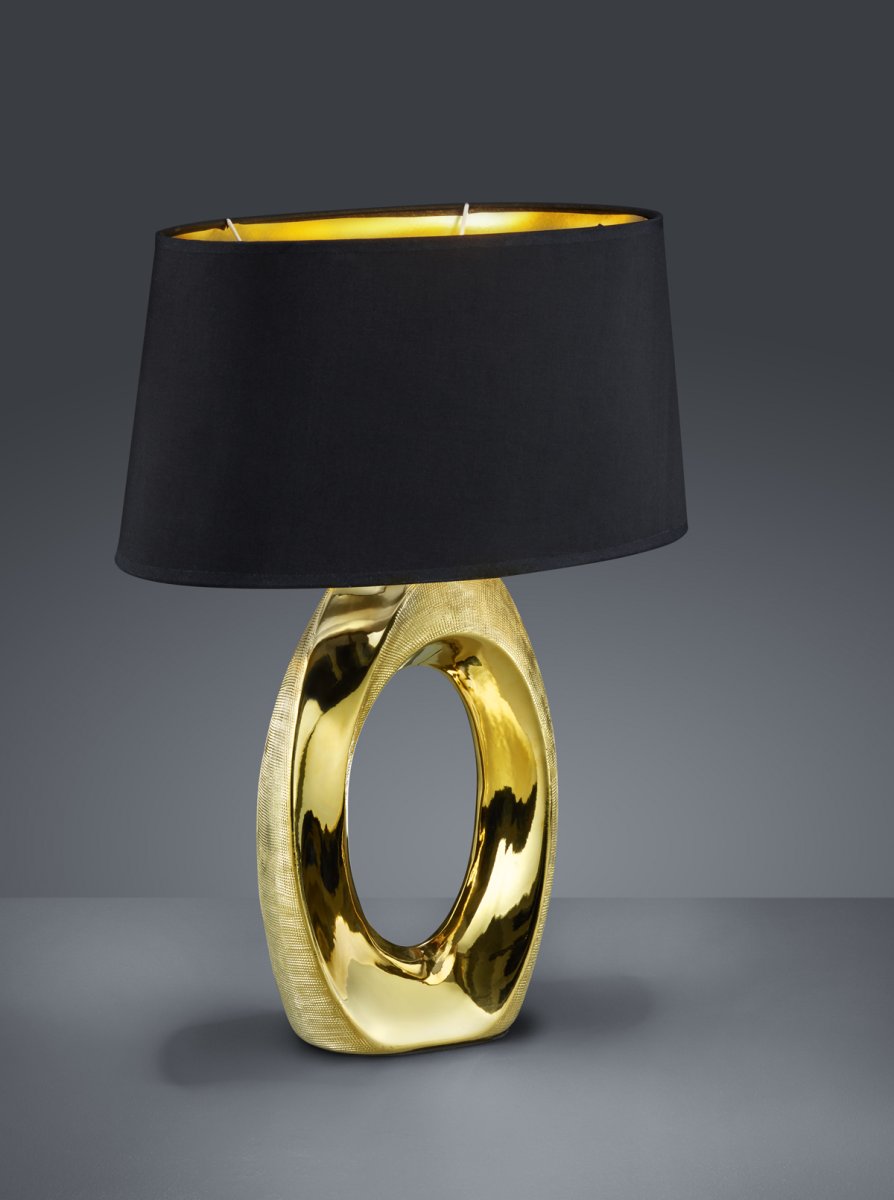 Taba 52cm Or lampe de table De Trio Lighting - La lampe de table en céramique TABA combine un design moderne avec des combinaisons de couleurs élégantes et devient un véritable joyau dans n'importe quelle pièce.