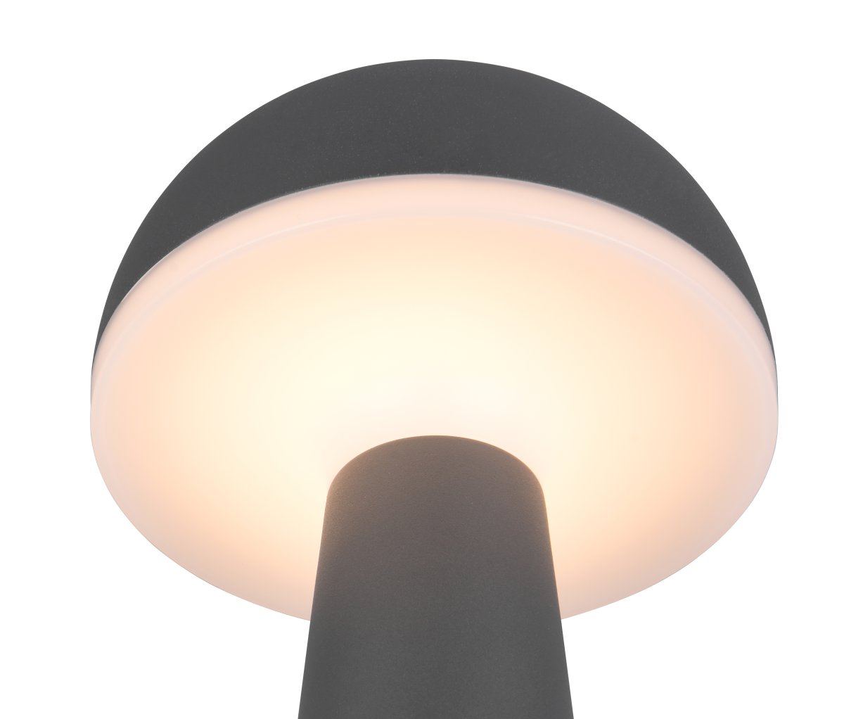 Fungo 30cm Anthracite portable De Trio Lighting - Doté d'une fonction tactile pour la gradation et la couleur de la lumière réglable ainsi que d'une station de charge séparée, c'est une source de lumière flexible pour l'intérieur et l'extérieur.