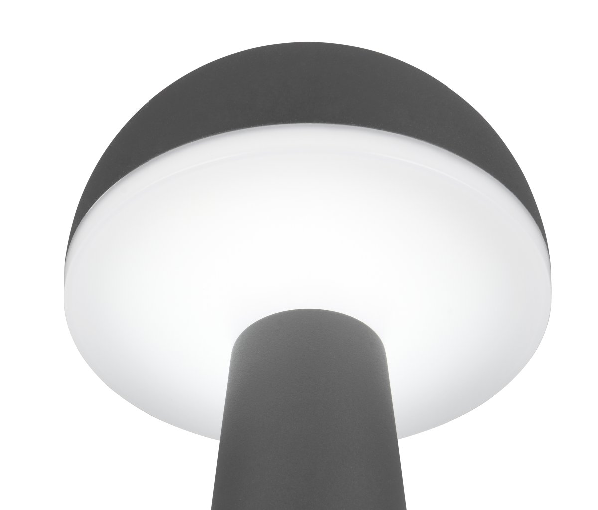 Fungo 30cm Anthracite portable De Trio Lighting - Doté d'une fonction tactile pour la gradation et la couleur de la lumière réglable ainsi que d'une station de charge séparée, c'est une source de lumière flexible pour l'intérieur et l'extérieur.