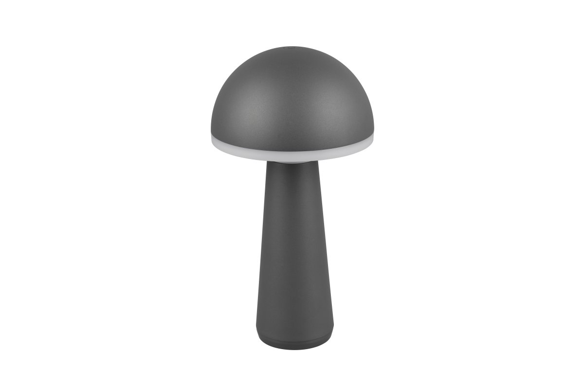Fungo 30cm Anthracite portable De Trio Lighting - Doté d'une fonction tactile pour la gradation et la couleur de la lumière réglable ainsi que d'une station de charge séparée, c'est une source de lumière flexible pour l'intérieur et l'extérieur.