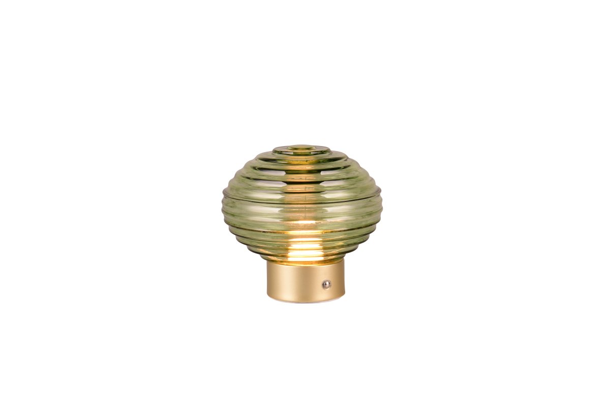 Earl 14cm Vert portable De Trio Lighting - Posée sur une table, un buffet ou dans un coin cosy, la lampe de table EARL, au design élégant, diffuse une lumière douce et agréable.
