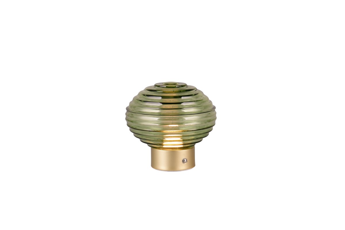 Earl 14cm Vert portable De Trio Lighting - Posée sur une table, un buffet ou dans un coin cosy, la lampe de table EARL, au design élégant, diffuse une lumière douce et agréable.