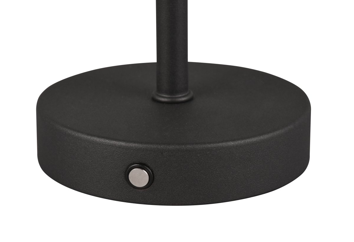 Jeff 30cm Noir portable De Trio Lighting - Grâce à sa batterie rechargeable et à sa recharge facile via le port USB-C, il peut être placé n'importe où sans câble et crée une ambiance lumineuse chaleureuse.