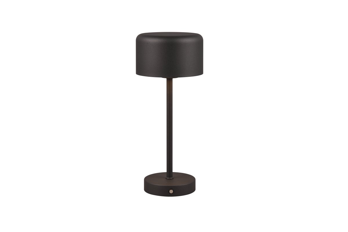 Jeff 30cm Noir portable De Trio Lighting - Grâce à sa batterie rechargeable et à sa recharge facile via le port USB-C, il peut être placé n'importe où sans câble et crée une ambiance lumineuse chaleureuse.