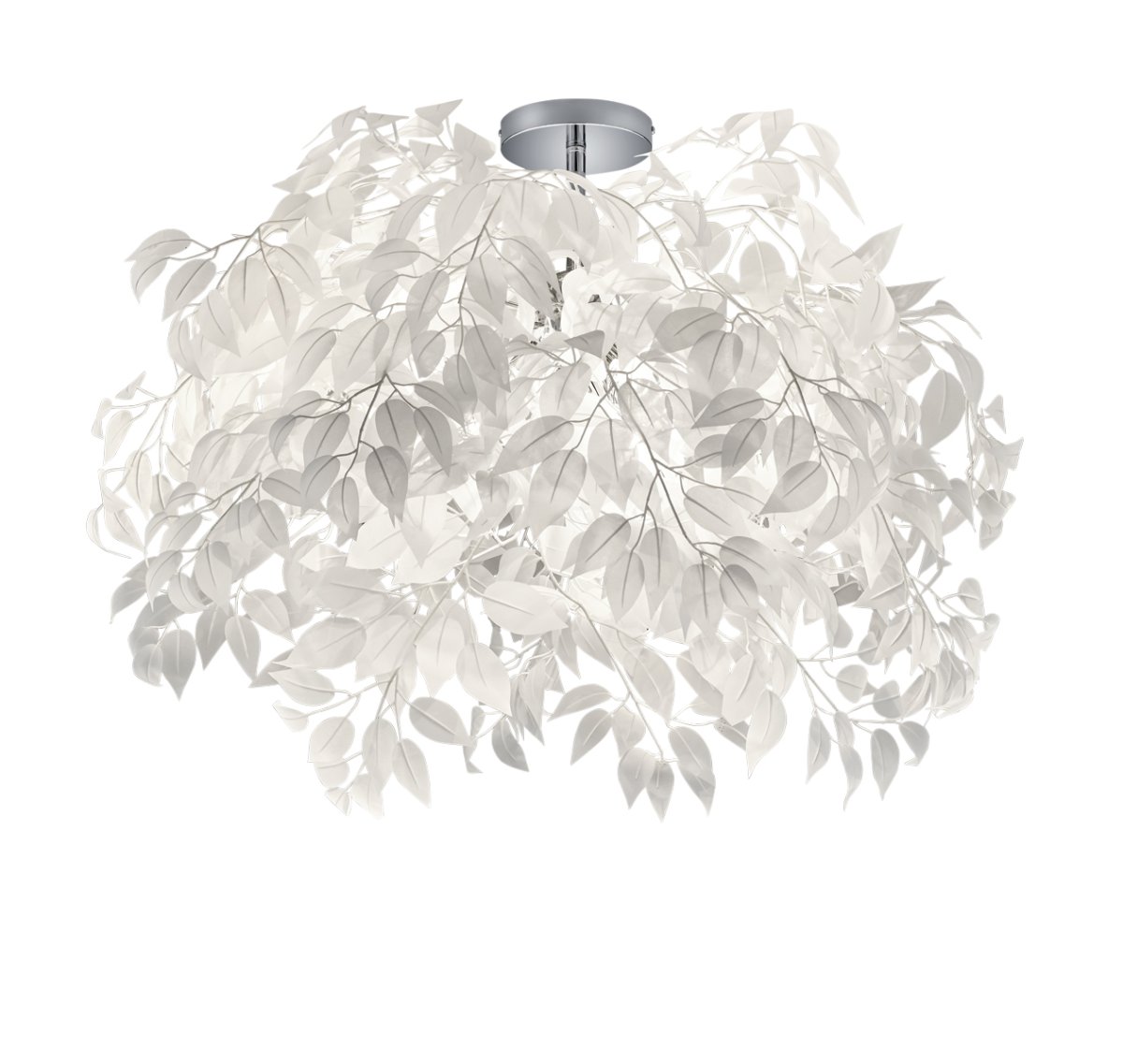 Leavy Ø70 Blanc plafonnier De Trio Lighting - Les feuilles en plastique blanc cr&eacute;ent une lumi&egrave;re douce et diffuse qui cr&eacute;e une atmosph&egrave;re chaleureuse et accueillante dans la pi&egrave;ce.