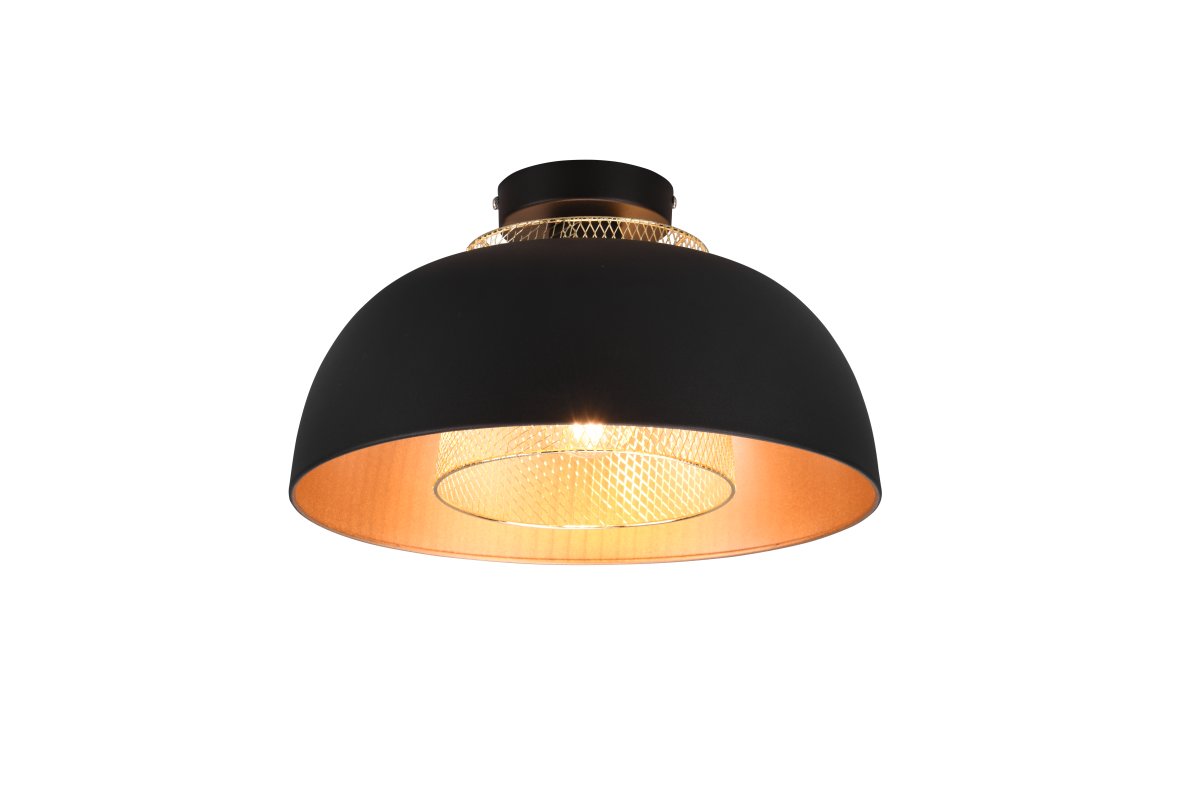 Punch Ø35 Noir plafonnier De Trio Lighting - La forme élégante de la lampe et la combinaison de couleurs noir mat et or lui confèrent une touche de sophistication.