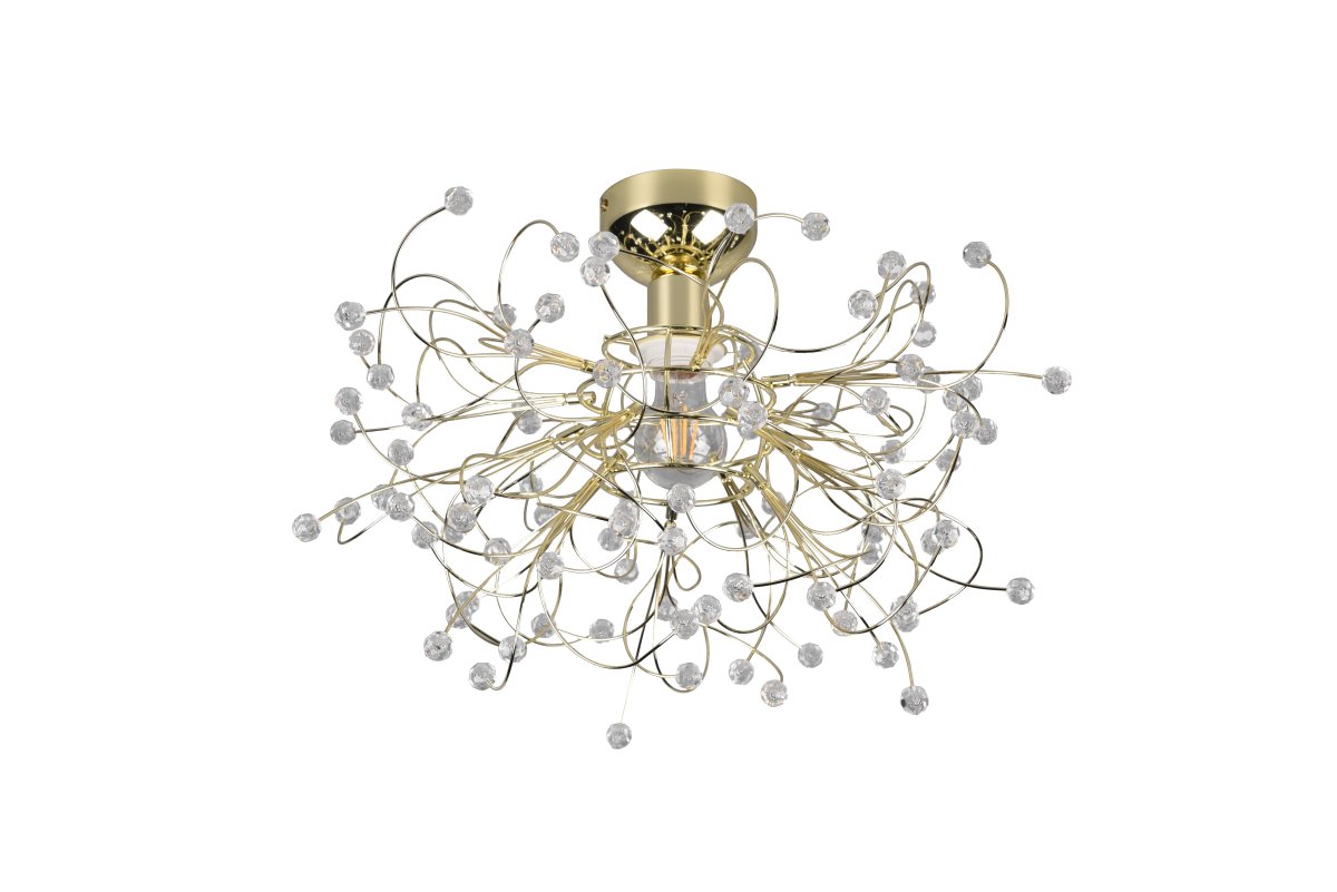 Gloria Ø52 Bronze plafonnier De Trio Lighting - Avec sa forme d&eacute;licate et ses applications acryliques &eacute;tincelantes, la lampe cr&eacute;e un effet lumineux chaleureux et invitant, parfait pour les salons et les salles &agrave; manger.