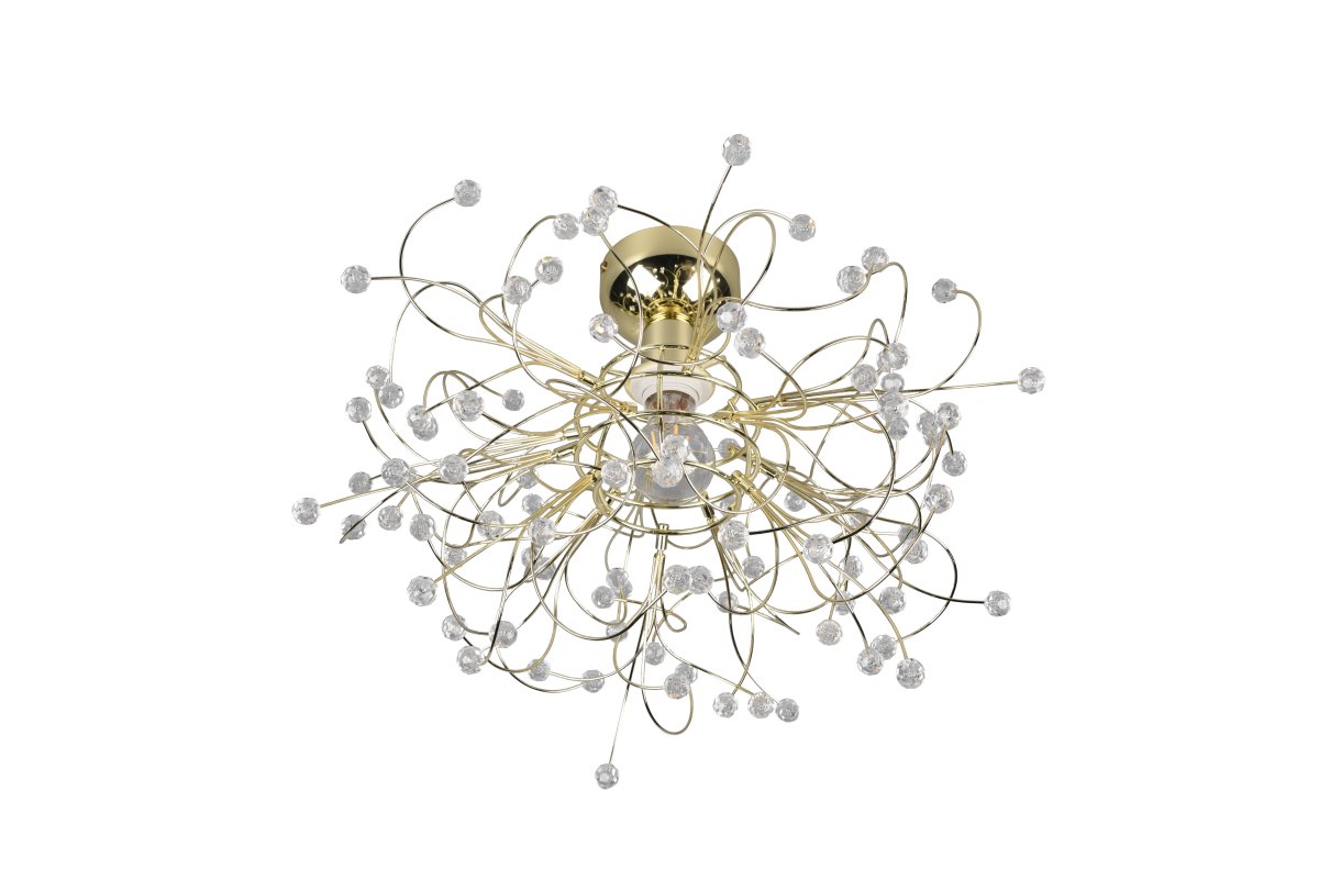 Gloria Ø52 Bronze plafonnier De Trio Lighting - Avec sa forme d&eacute;licate et ses applications acryliques &eacute;tincelantes, la lampe cr&eacute;e un effet lumineux chaleureux et invitant, parfait pour les salons et les salles &agrave; manger.