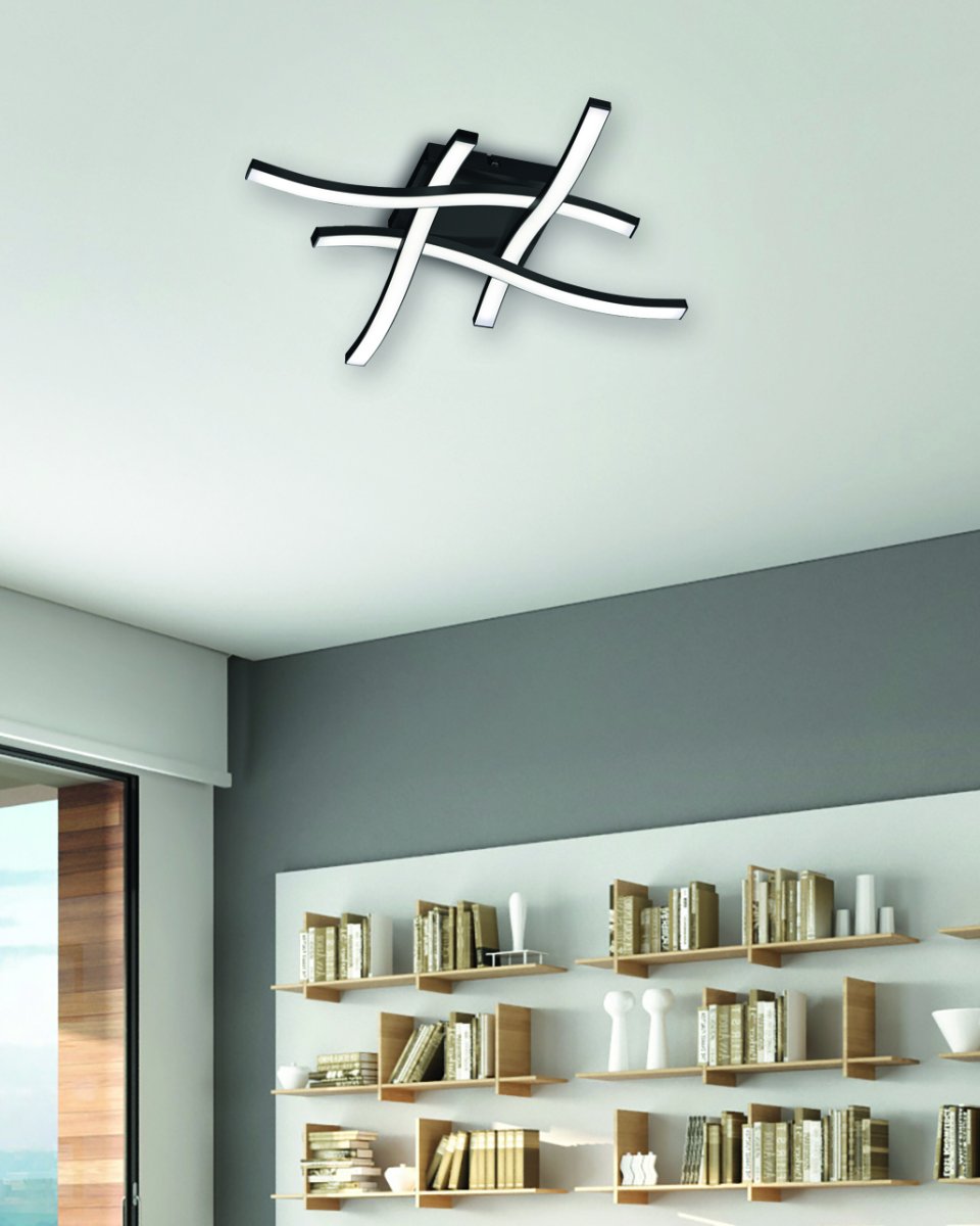 Route 46cm Noir plafonnier De Trio Lighting - La technologie LED moderne garantit également une longue durée de vie et une faible production de chaleur – pratique et écologique à la fois !