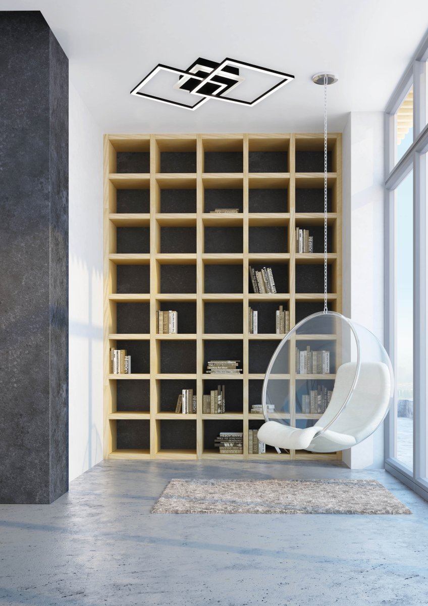 Venida 58cm Noir plafonnier De Trio Lighting - La lampe dispose &eacute;galement d'une fonction m&eacute;moire qui enregistre le dernier r&eacute;glage lors de l'allumage et de l'extinction.