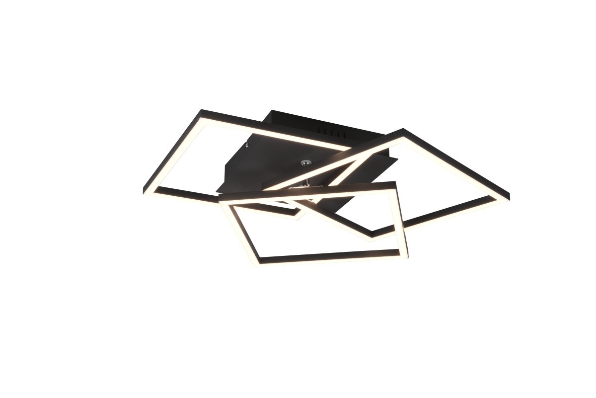 Mobile 42cm Noir plafonnier De Trio Lighting - Le design minimaliste en noir mat fait de cette lampe un élément de design d'intérieur polyvalent qui s'intègre dans de nombreux styles différents tout en offrant une élégance et une fonctionnalité modernes.