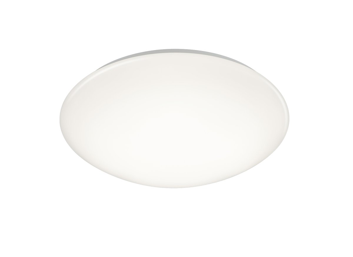 Prodo Ø50 Blanc plafonnier De Trio Lighting - L'&eacute;clairage int&eacute;gr&eacute; est dimmable et la temp&eacute;rature de couleur peut &ecirc;tre r&eacute;gl&eacute;e &agrave; l'aide de la t&eacute;l&eacute;commande incluse.
