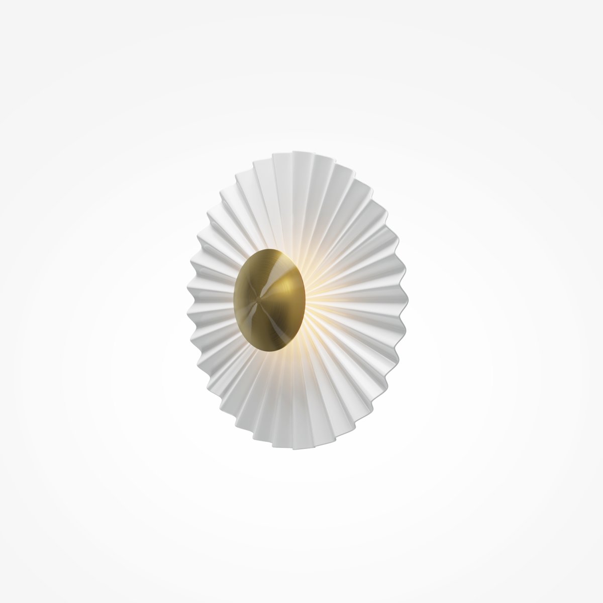 Fiore Ø30 Laiton applique murale De Maytoni - L'abat-jour blanc diffuse une lumi&egrave;re douce et agr&eacute;able et le d&eacute;tail dor&eacute; au centre transmet une sensation de luxe et d'&eacute;l&eacute;gance.