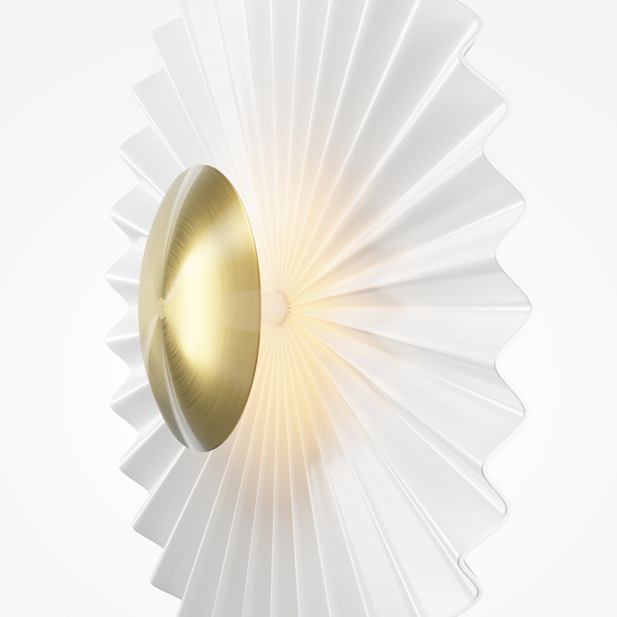 Fiore Ø30 Laiton applique murale De Maytoni - L'abat-jour blanc diffuse une lumi&egrave;re douce et agr&eacute;able et le d&eacute;tail dor&eacute; au centre transmet une sensation de luxe et d'&eacute;l&eacute;gance.